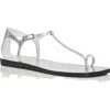 Sigerson Morrison Nelson Womens Leather T-strap Flat Sandals In Silver