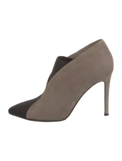Pre-owned Sigerson Morrison Nubuck Colorblock Pattern Boots In Grey