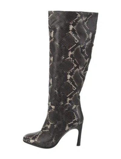 Pre-owned Sigerson Morrison Patent Leather Animal Print Boots In Black