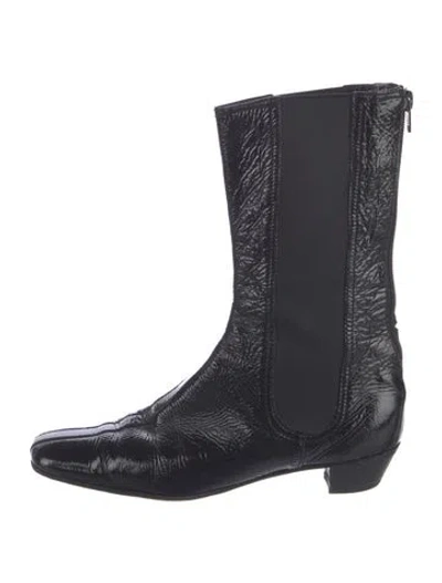 Pre-owned Sigerson Morrison Patent Leather Chelsea Boots In Black