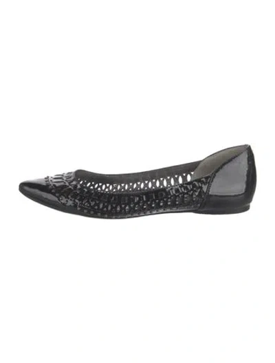 Pre-owned Sigerson Morrison Patent Leather Lace Pattern Ballet Flats In Black
