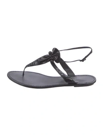 Pre-owned Sigerson Morrison Patent Leather T-strap Sandals In Black