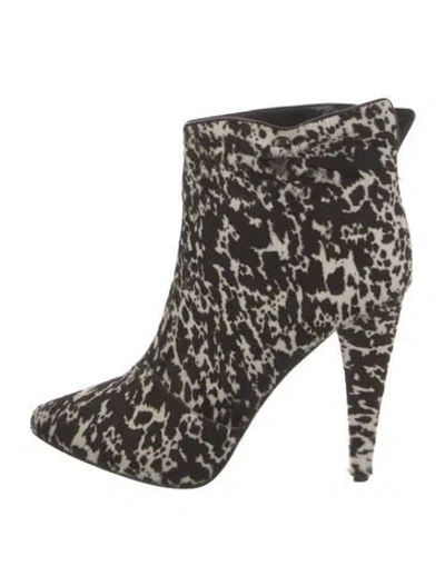 Pre-owned Sigerson Morrison Ponyhair Animal Print Boots In Black