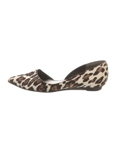 Pre-owned Sigerson Morrison Ponyhair Animal Print D'orsay Flats In White