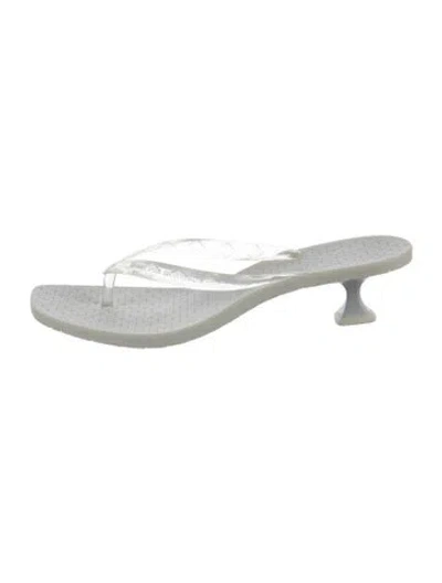 Pre-owned Sigerson Morrison Rubber Flip Flops In White
