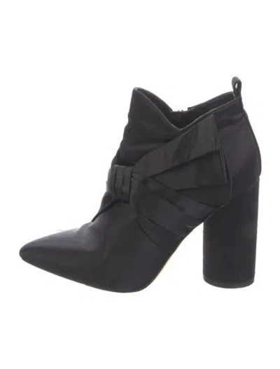 Pre-owned Sigerson Morrison Satin Bow Accents Boots In Black