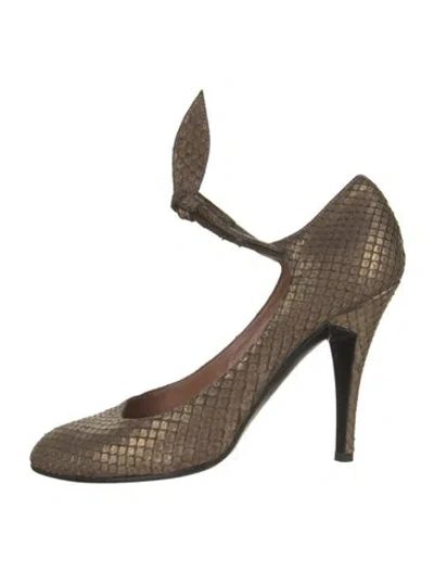 Pre-owned Sigerson Morrison Snakeskin Animal Print Pumps In Brown