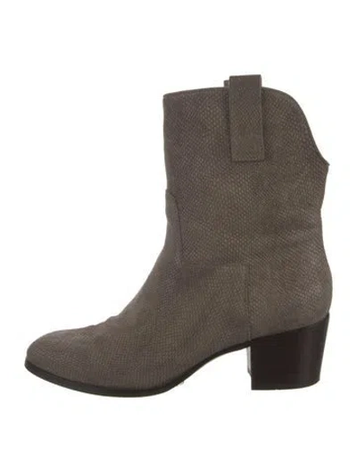 Pre-owned Sigerson Morrison Snakeskin Animal Print Western Boots In Grey