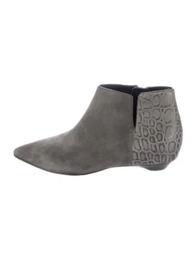 Pre-owned Sigerson Morrison Suede Animal Print Boots In Gray