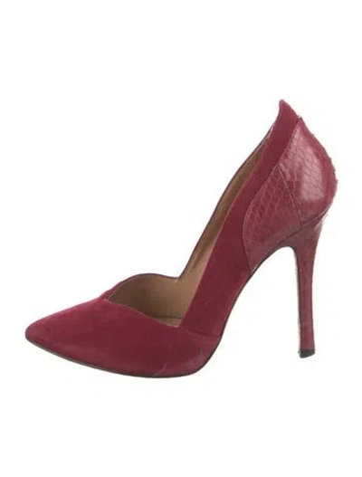 Pre-owned Sigerson Morrison Suede Animal Print Pumps In Red