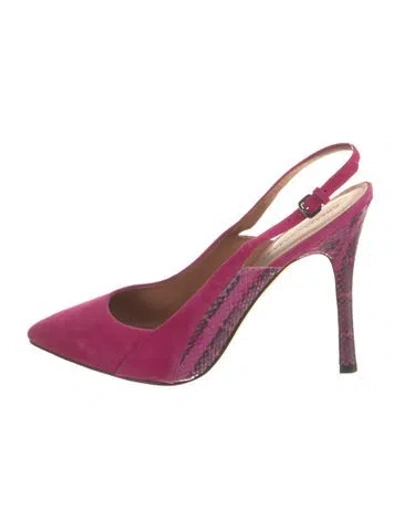 Pre-owned Sigerson Morrison Suede Animal Print Slingback Pumps In Pink