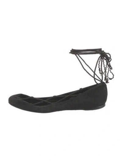 Pre-owned Sigerson Morrison Suede Ballet Flats In Black