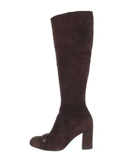 Pre-owned Sigerson Morrison Suede Boots In Burgundy