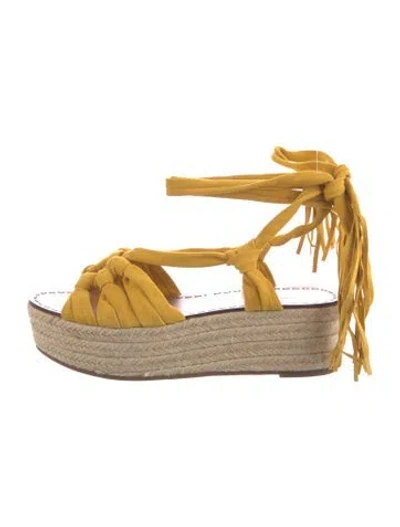 Pre-owned Sigerson Morrison Suede Braided Accents Espadrilles In Yellow