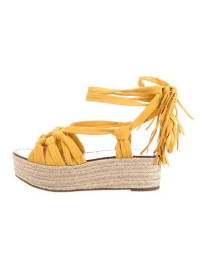 Pre-owned Sigerson Morrison Suede Braided Accents Espadrilles In Yellow