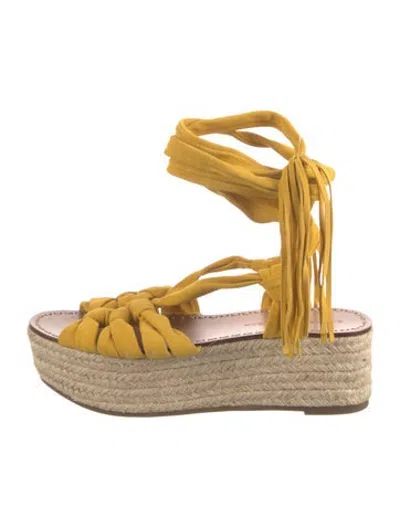 Pre-owned Sigerson Morrison Suede Braided Accents Espadrilles In Yellow