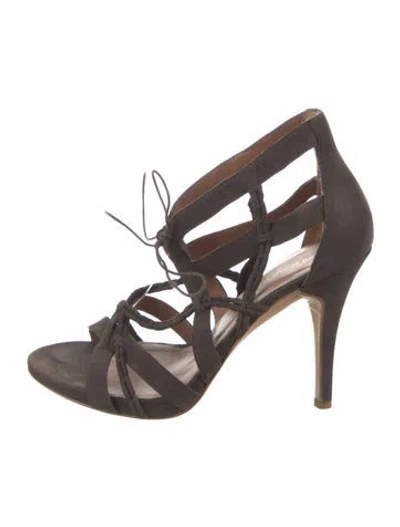 Pre-owned Sigerson Morrison Suede Braided Accents Sandals In Brown