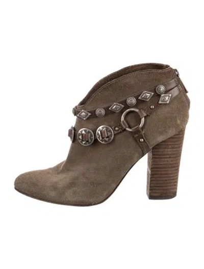 Pre-owned Sigerson Morrison Suede Chain-link Accents Boots In Brown