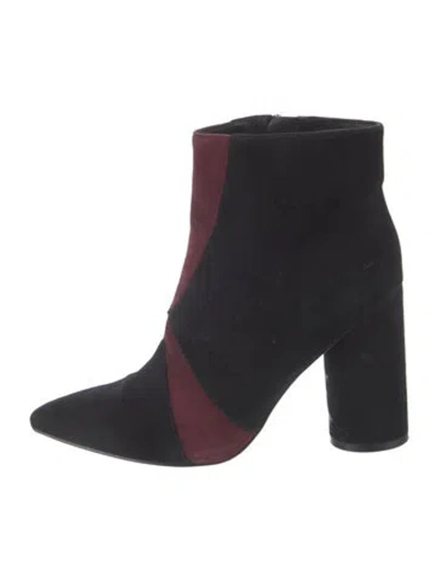 Pre-owned Sigerson Morrison Suede Colorblock Pattern Boots In Black/blue