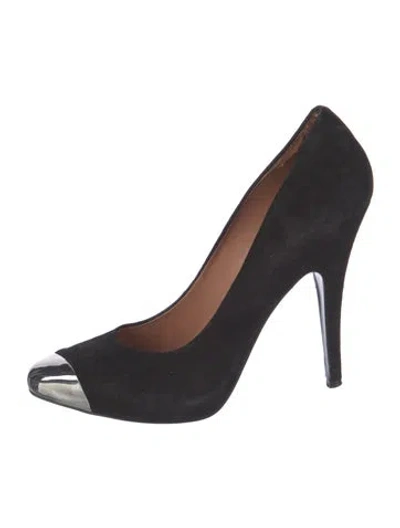 Pre-owned Sigerson Morrison Suede Colorblock Pattern Pumps In Black