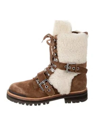Pre-owned Sigerson Morrison Suede Combat Boots In Brown
