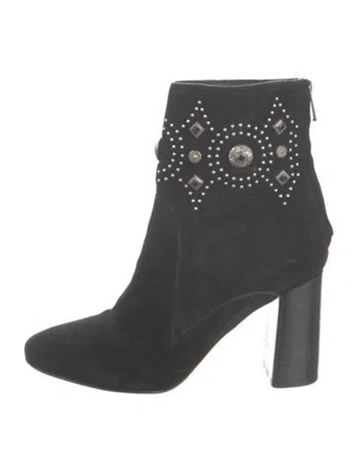 Pre-owned Sigerson Morrison Suede Crystal Embellishments Boots In Blue