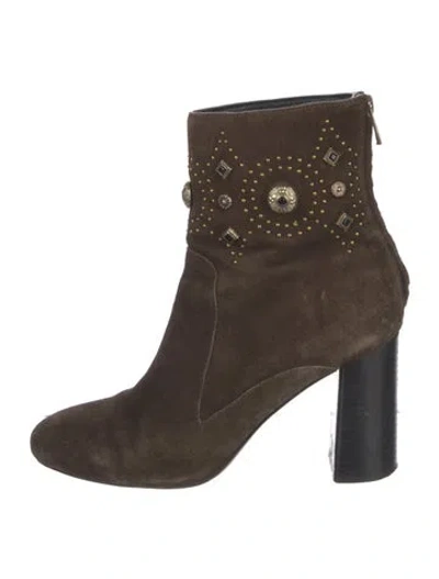 Pre-owned Sigerson Morrison Suede Crystal Embellishments Boots In Brown