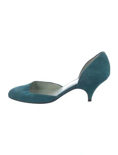 Pre-owned Sigerson Morrison Suede D'orsay Pumps In Blue