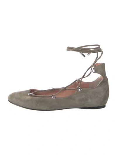 Pre-owned Sigerson Morrison Suede Flats In Green