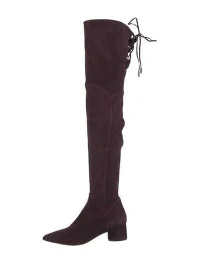 Pre-owned Sigerson Morrison Suede Lace-up Boots In Burgundy
