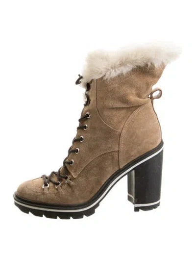 Pre-owned Sigerson Morrison Suede Lace-up Boots In Neutral
