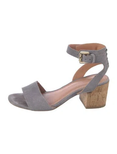 Pre-owned Sigerson Morrison Suede Leather Trim Embellishment Sandals In Multicolor