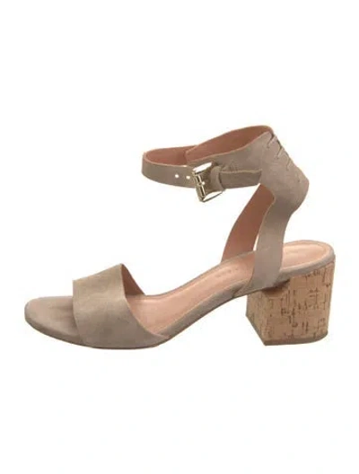 Pre-owned Sigerson Morrison Suede Leather Trim Embellishment Sandals In Neutral