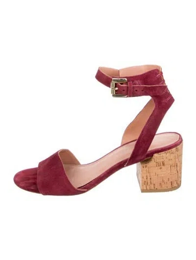 Pre-owned Sigerson Morrison Suede Leather Trim Embellishment Sandals In Red