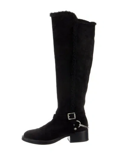 Pre-owned Sigerson Morrison Suede Riding Boots In Black