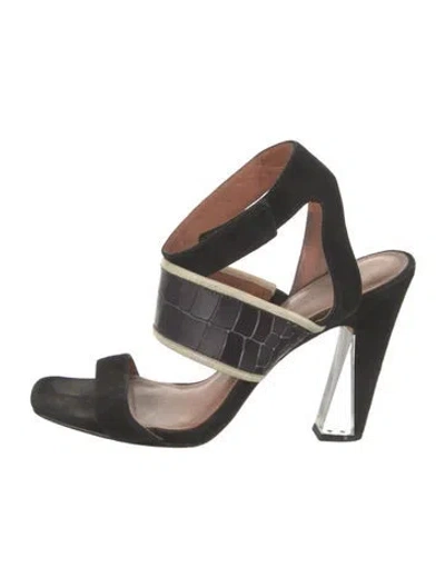 Pre-owned Sigerson Morrison Suede Slingback Sandals In Black