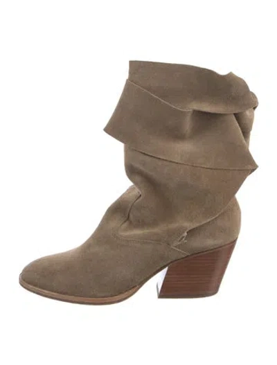 Pre-owned Sigerson Morrison Suede Slouch Boots In Neutrals