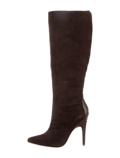 Pre-owned Sigerson Morrison Suede Studded Accents Boots In Brown