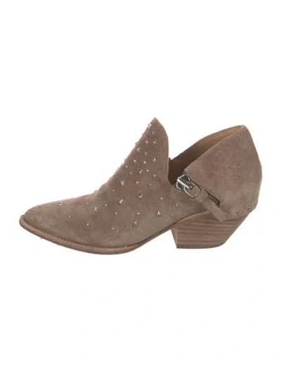 Pre-owned Sigerson Morrison Suede Studded Accents Mules In Neutral