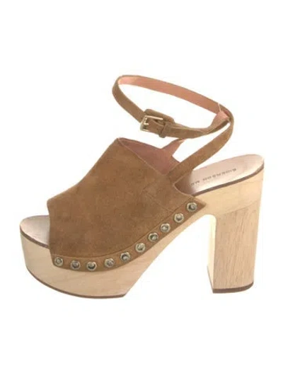 Pre-owned Sigerson Morrison Suede Studded Accents Sandals In Neutral