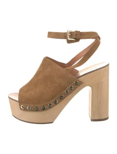 Pre-owned Sigerson Morrison Suede Studded Accents Sandals In Neutral