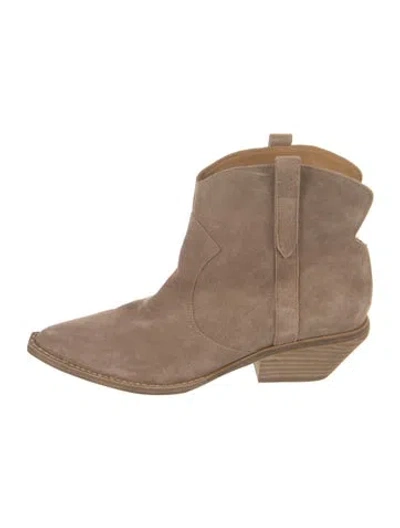 Pre-owned Sigerson Morrison Suede Western Boots In Neutrals