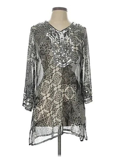 Pre-owned Signature 3/4 Sleeve Blouse In Silver