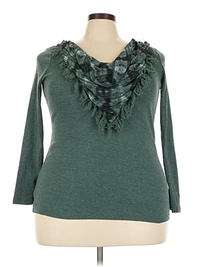 Pre-owned Signature 3/4 Sleeve Top Teal Cowl Neck Tops