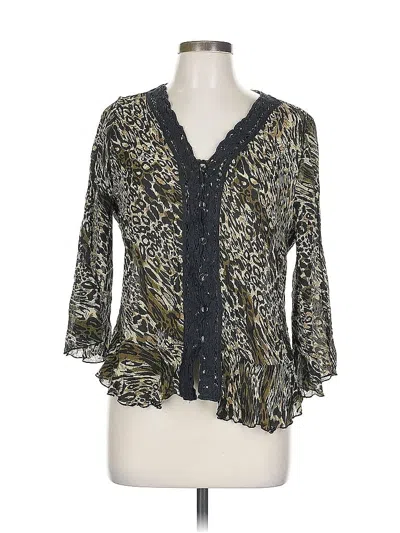 Pre-owned Signature By Larry Levine 3/4 Sleeve Blouse In Black