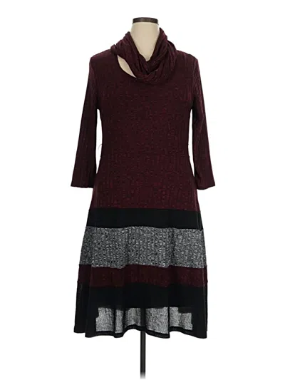 Pre-owned Signature By Robbie Bee Casual Dress In Burgundy
