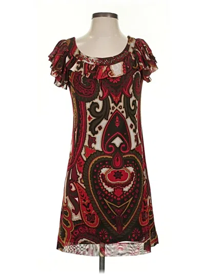 Pre-owned Signature By Robbie Bee Cocktail Dress In Burgundy