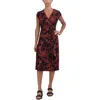 Signature By Robbie Bee Petites Womens Floral Midi Wrap Dress In Multi