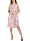 SIGNATURE BY ROBBIE BEE PLUS WOMENS FLORAL PRINT KNEE LENGTH SHIFT DRESS