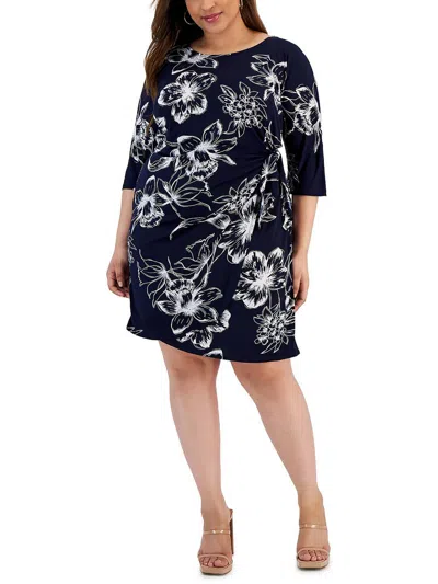 Signature By Robbie Bee Plus Womens Metallic Knee Length Shift Dress In Multi